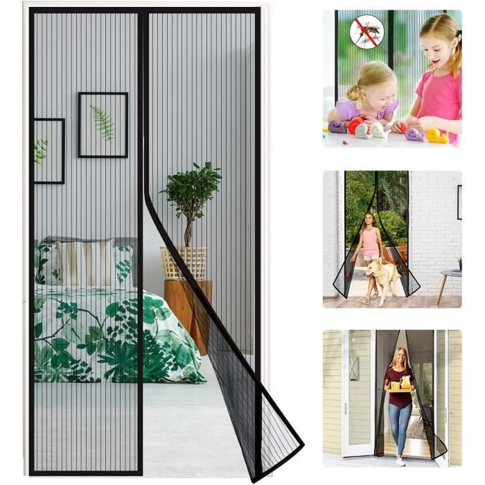 Rideau Magnétique Pour Portes 70 X 125 Cm Moustiquaire Avec Protection Sans Outil Installation Facile Porte Anti Insecte Pour Les Types De Fenêtres, Gris