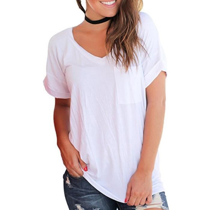 t shirt col v femme