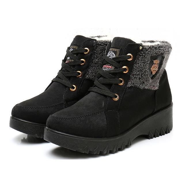 Bottes de neige à semelle antidérapante pour femme, chaussures d'extérieur,  chaudes, épaisses, mi-mollet, avec fourrure, hiver - AliExpress