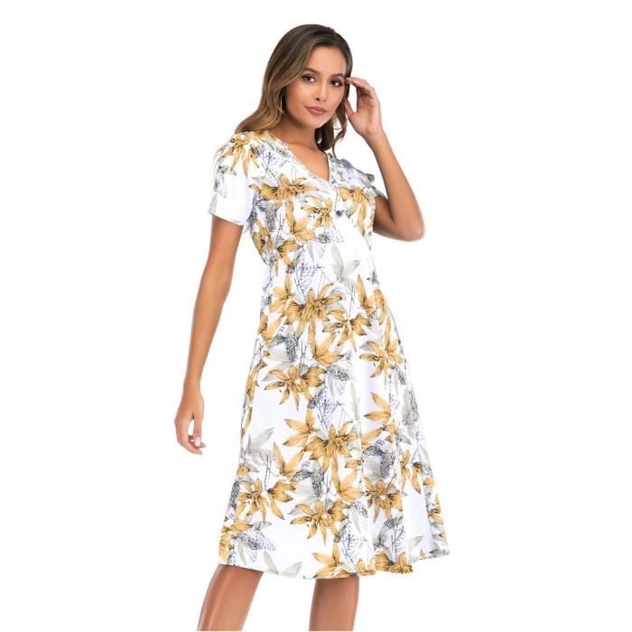 Robe Femme Rosae Paris Taille 36 - Blanc, Manches Courtes, Style Décontracté, Occasion Bon état