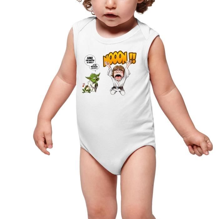 Body Bebe Sans Manches Blanc Parodie Star Wars Yoda Et Luke Skywalker Luke Life Episode Iv Le Maitre Body Bebe De Qualite Blanc Cdiscount Pret A Porter