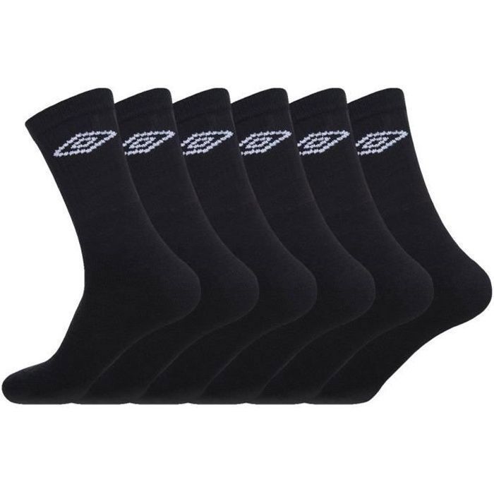 Umbro Chaussette homme, chaussettes hautes homme, multi-sport (Lot de 6) - noir taille 43/46