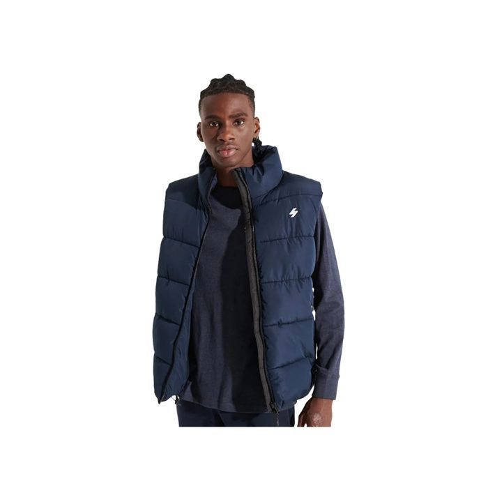 Veste Sans Manches SuperDry Hooded Sport Puffer Bleu Cdiscount