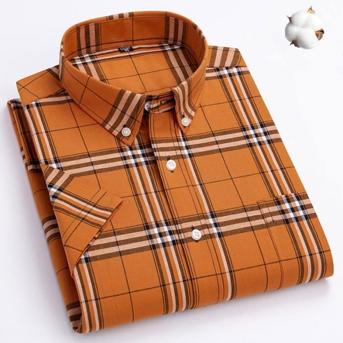 Chemise à manches courtes structurée pour hommes en Orange