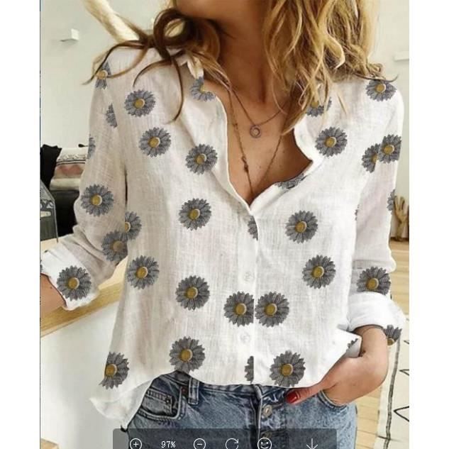 Chemise femme blanche 3X en lin et coton à manches courtes