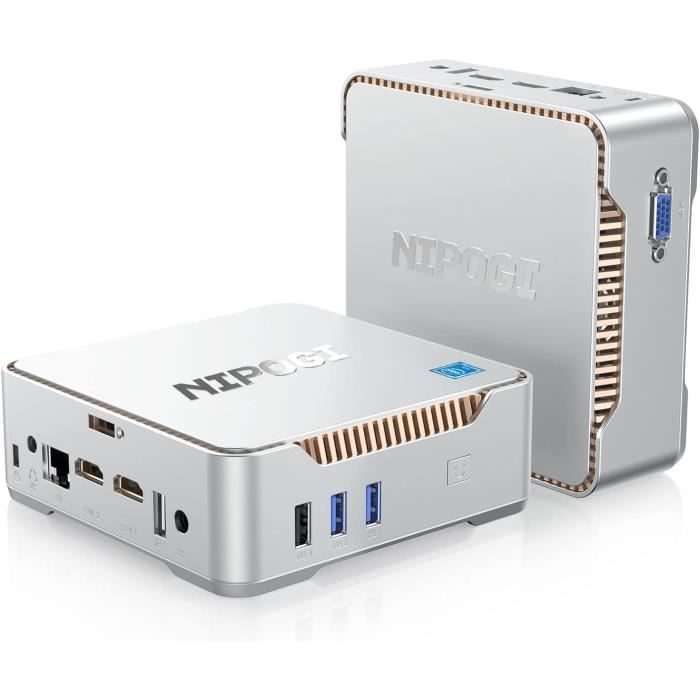 NiPoGi Mini PC Windows 11 Pro, 16Go DDR4 256Go M.2 SSD Mini Ordinateur de  Bureau avec Intel Celeron J4125,2,4 + 5 GHz WiFi, Double H - Cdiscount  Informatique