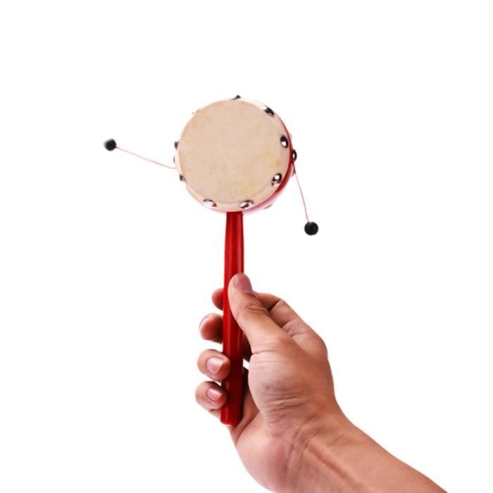 2 Pieces Hochet Tambours En Bois Peau De Mouton Tambourin Instrument De Musique Educatif Jouet Traditionnel Pour Enfants Hochet Cdiscount Puericulture Eveil Bebe