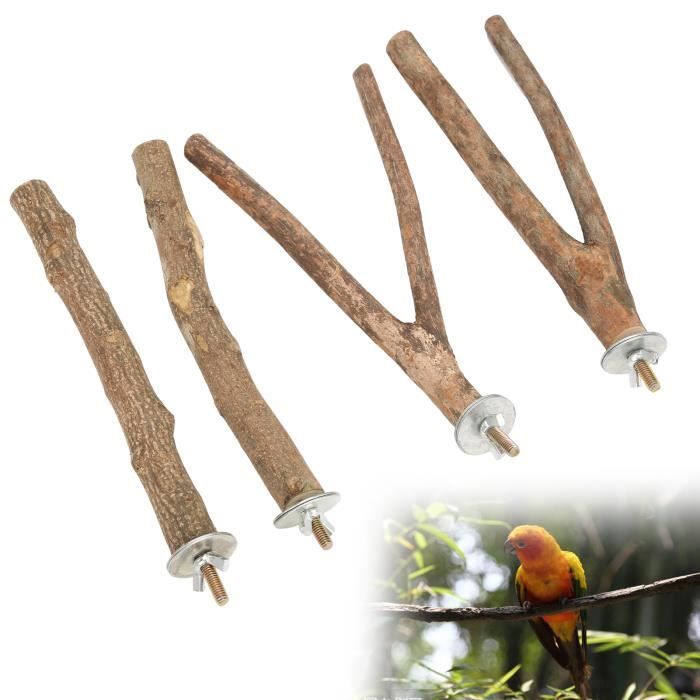 Meilleurs prix pour Pwshymi Support de perche d’oiseau Ensemble de supports de perchoirs pour oiseaux, Cage en bois naturel, support animalerie jouet