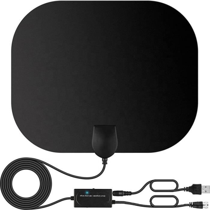 Antenne TV Intérieure 36DBI - Portée 200 Km, Amplificateur Signal TNT/UHF/VHF