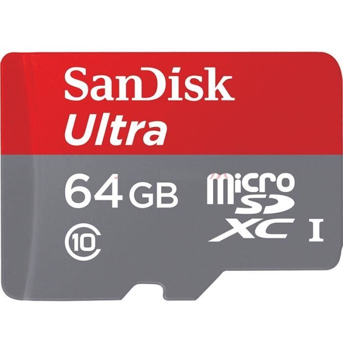 SanDisk Ultra Micro SDXC TF 64 Go Classe 10 80Mo/sUHS-Iavec adaptateur TF vers SD