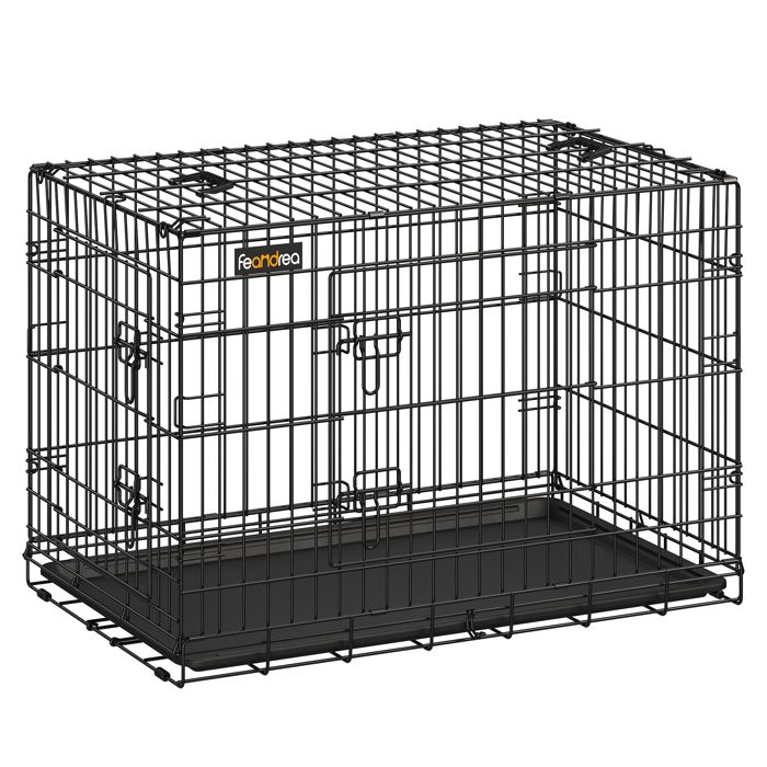 Meilleurs prix pour FEANDREA Cage Pliable Chien XL 92.5 x 57.5 x 64 cm 2 Portes Transportable avec Poignées et Plateau Noir PPD36H