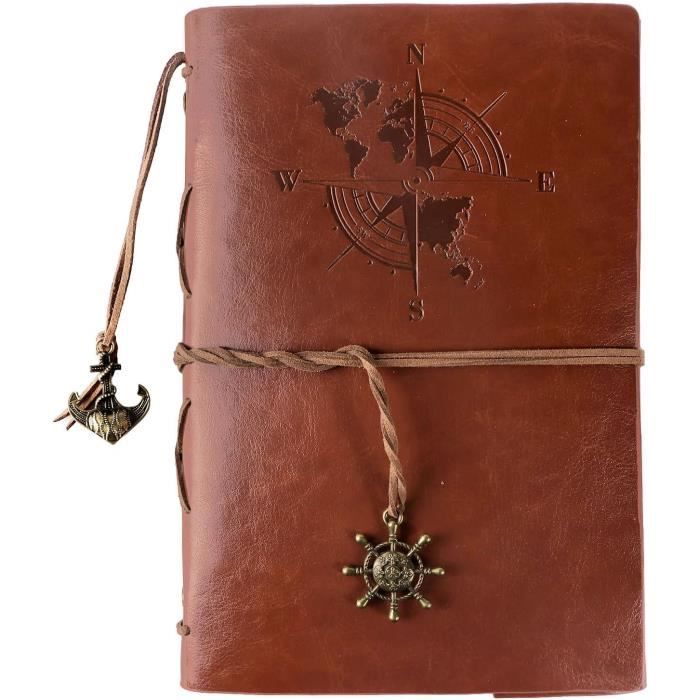 Cahier En Cuir A5 Rechargeable SEEALLDE - 240 Pages Épaisses Journal De Voyage Conférencier