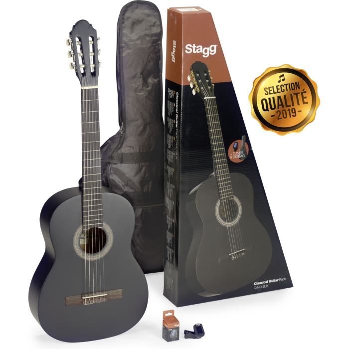 STAGG Pack Guitare Classique C440 4/4 Noir : Le Meilleur Choix pour Débuter la Guitare avec Confort et Qualité