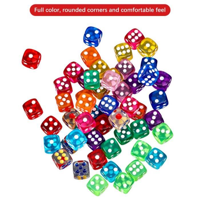Ruzhgo 100 X Translucides 16mm Dés à Six Faces Pour Jeux Spot Spot RPG Spot D S Jeux Rpg Vert