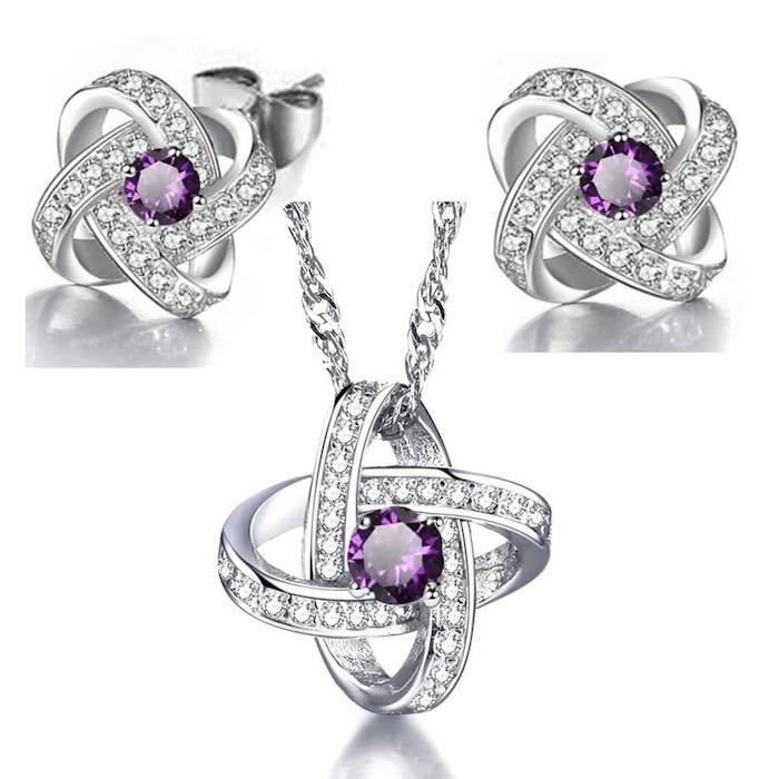 Parure De Bijoux Femme En Argent 925 Avec Pendentif Chat En Cristal Autrichien – Neuve Avec étiquettes