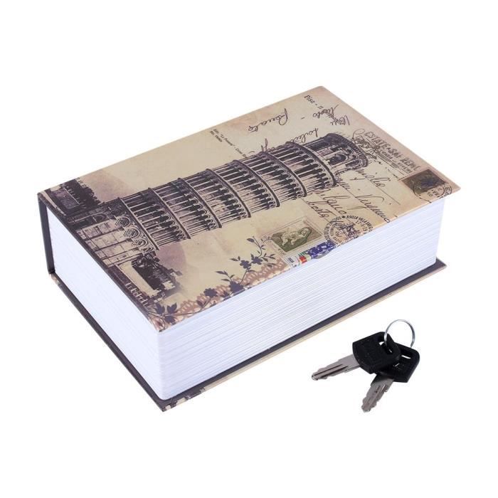 Coffre-fort Livre Secret Noir 10.5 Pouces – Serrure à Clé, Cache-bijoux Et Billets