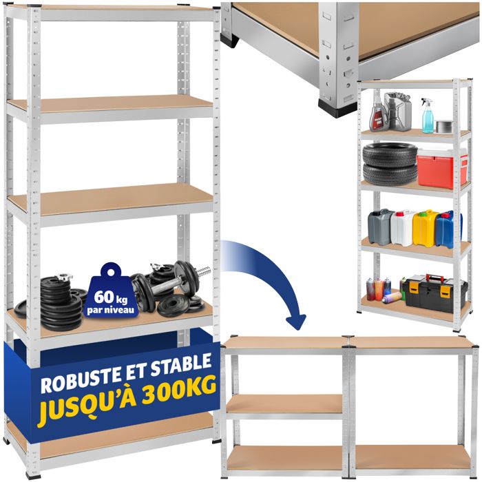 Tectake Etagere Murale Pour Garage Metal 180 Cm X 75 Cm X 30