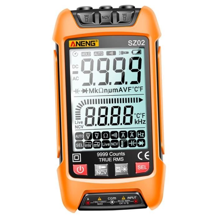 Multimètre Numérique 3 En 1 Avec Pince Ampèremètre - Écran LCD Couleur, 6000 Points, Mesure Tension/capacité/résistance - 8