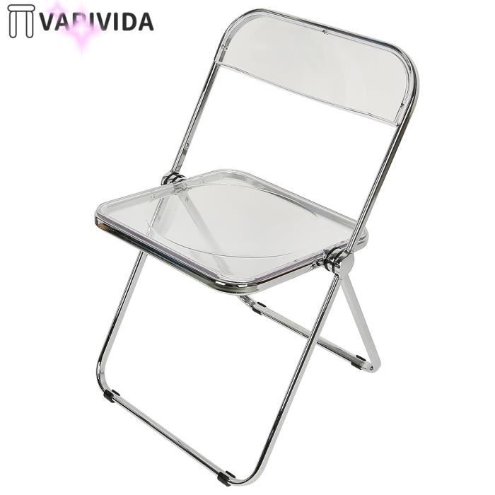 Chaise Pliante en Acrylique Transparent - VARIVIDA - Blanc - 6kg - 200kg - Essentiel