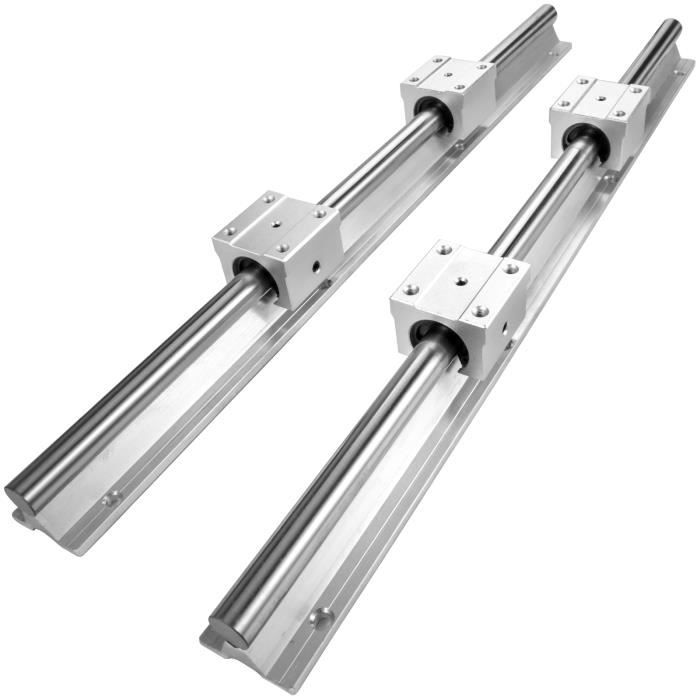 Rail de guidage linéaire - VEVOR - 2 x SBR16-500mm - 4 billes roulements blocs - CNC Tours 500mm