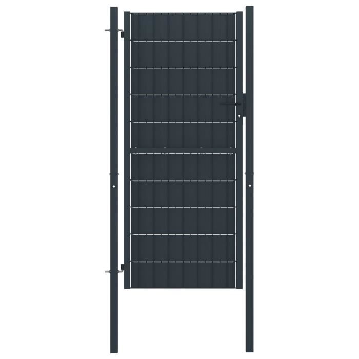 VIDAXL Portail de clôture PVC et acier 100x204 cm - vue 2