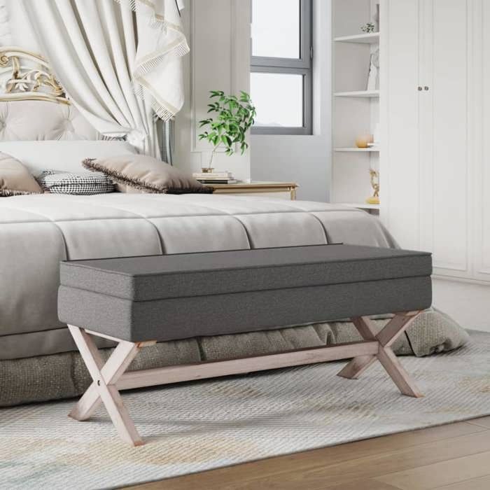 vidaXL Tabouret de rangement Gris foncé 110x45x49 cm Tissu repose-pieds pouf ottoman repose-pieds de bureau pouf 344523