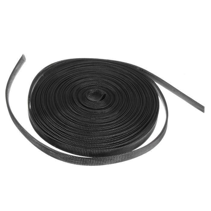 Gaine Tressée Noir 6mm - 3m De Protection Pour Câbles Électriques - Résistante à La Chaleur Et à L'Usure