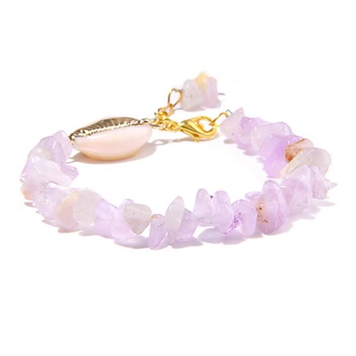 Bracelet pierre améthyste claire et foncée - Bracelets en pierre na