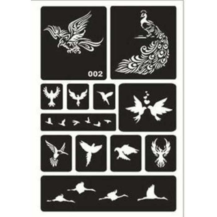 200 Pochoirs Pour Tatouages Paillettes Temporaires - Motifs Animaux Et Nature