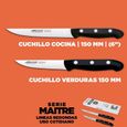 Lot de 2 couteaux de cuisine professionnels (150 mm) - Couteau coupe-légumes (100 mm) - Acier inoxydable Nitrum - Manche noi[197]-1
