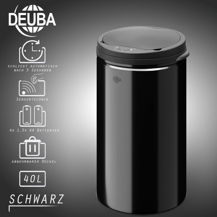 Poubelle Automatique Avec Capteur 30L Ou 40L - Acier Argenté Ou Noir, Ouverture Mains Libres, Moderne