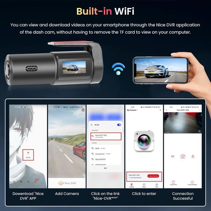 Caméra De Voiture Dash Cam Avant Et Arrière, Enregistrement De Caméra 3