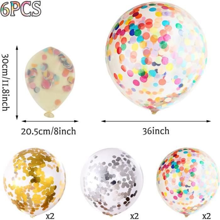 Ballon Confettis Géant Multicolore 100cm en latex