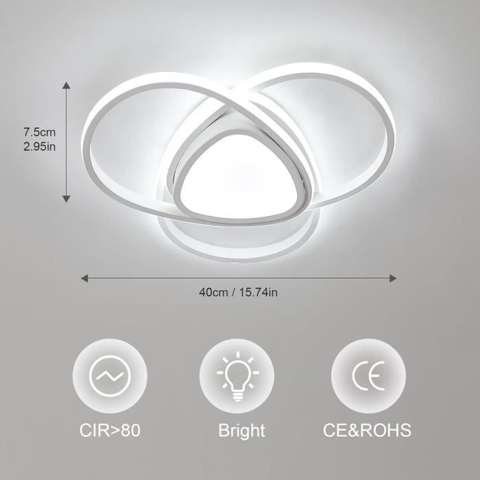 Plafonnier LED Modulable 12W 960LM - Blanc Froid 6000K - Pieds Magnétiques - Pour Chambre, Cuisine, Bureau - Remplacent Ventilateur Plafond - 3