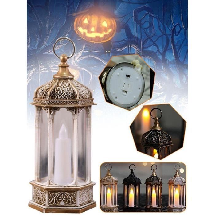 Lanterne bougie LED à suspendre avec pile à crochet, décoration pour fête  d'Halloween (Copper )[847]