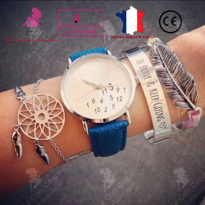 LCC ensemble Bracelets montre femme couleur argent pas cher