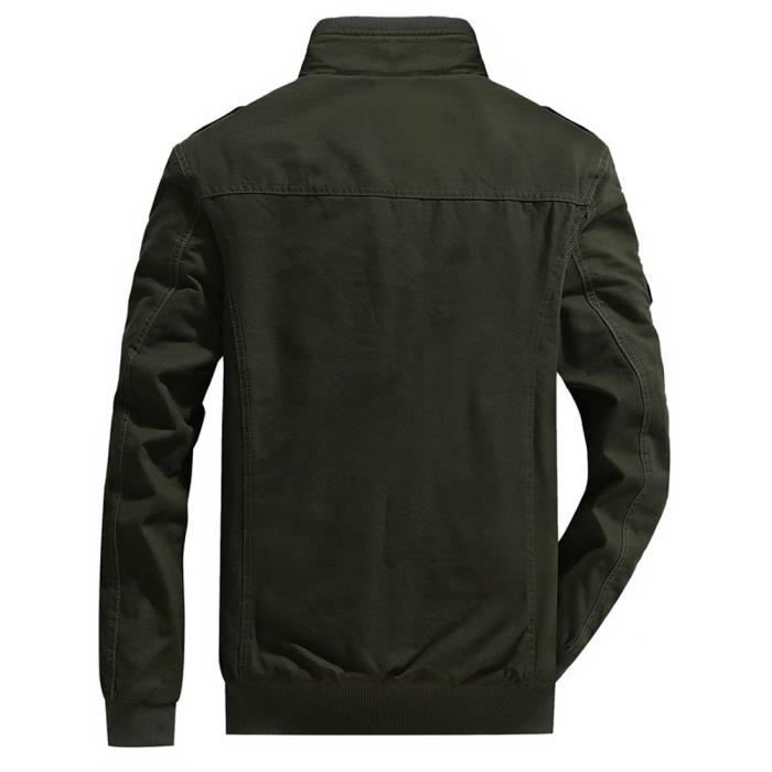 Veste Homme Hiver Epaisse en Coton Style Militaire INSFITY Coupe Normale Fermeture Eclair Col Montant Vert Militaire Cdiscount Pret a Porter