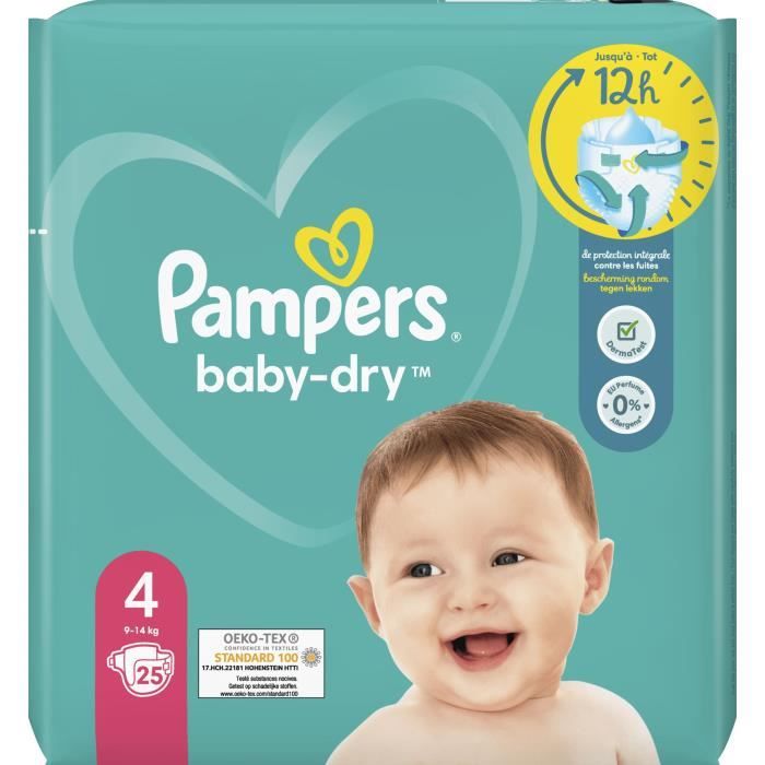 Pampers Couches Baby-Dry Taille 8 (+17kg) Jusqu'à 12h Bien Au Sec et Avec  Barrière Anti-Fuites, 100 Couches (Pack 1 Mois) - Cdiscount Puériculture &  Eveil bébé