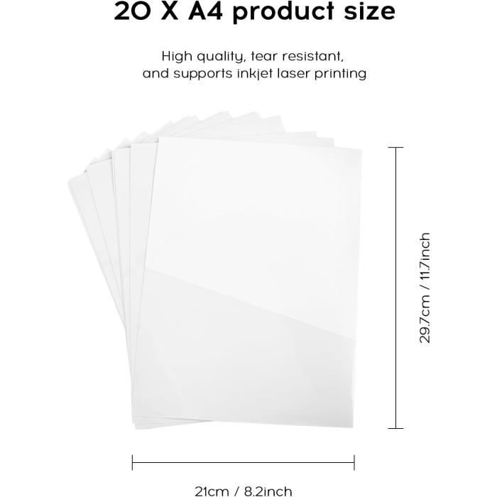 200 Fogli Vinile Stampabile Opaco A4 Per Getto D'Inchiostro – Impermeabile, Adesivo Bianco Per Cricut