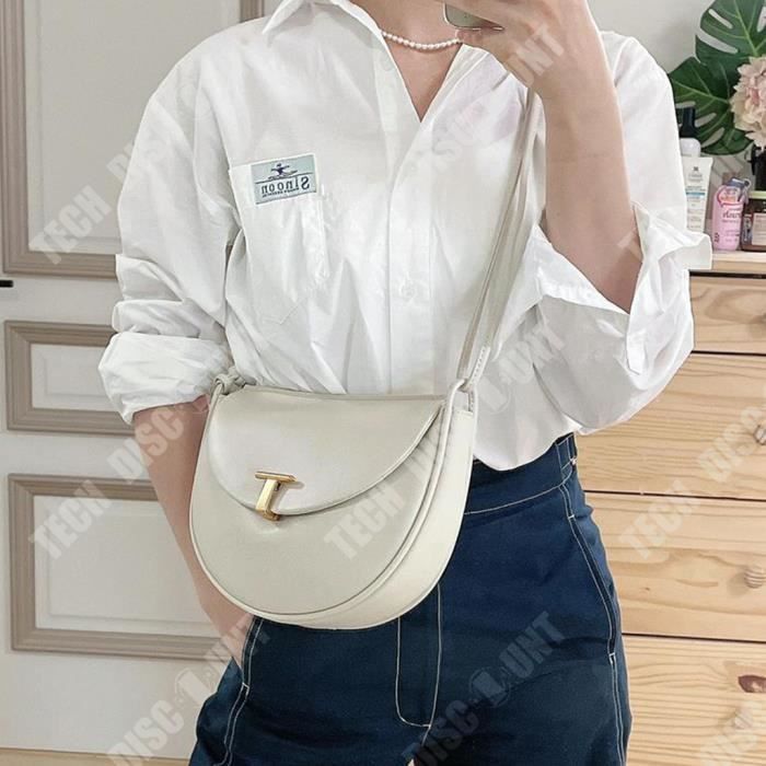 Sac à bandoulière TD® Sac demi-lune en cuir véritable Style