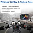 GPS Navigation moto 5 pouces Portable IPX7 étanche écran Carplay moniteur sans fil Android Auto WiFi Bluetooth transmetteur FM-2