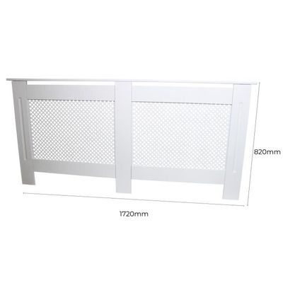 Cache Radiateur à Motif Grillagé en MDF Blanc de 151,5cm de Large x
