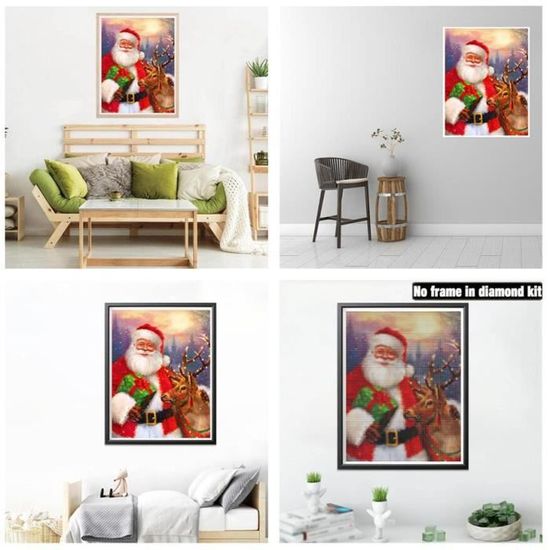 VAIIEYO 5D Diamond Painting Père Noël, Broderie Diamant, Peinture Diamant, Canevas Diamant Kit Complet Point De Croix Broderie Salon Chambre Autocollant Mural Décoration 40x50 Cm-177