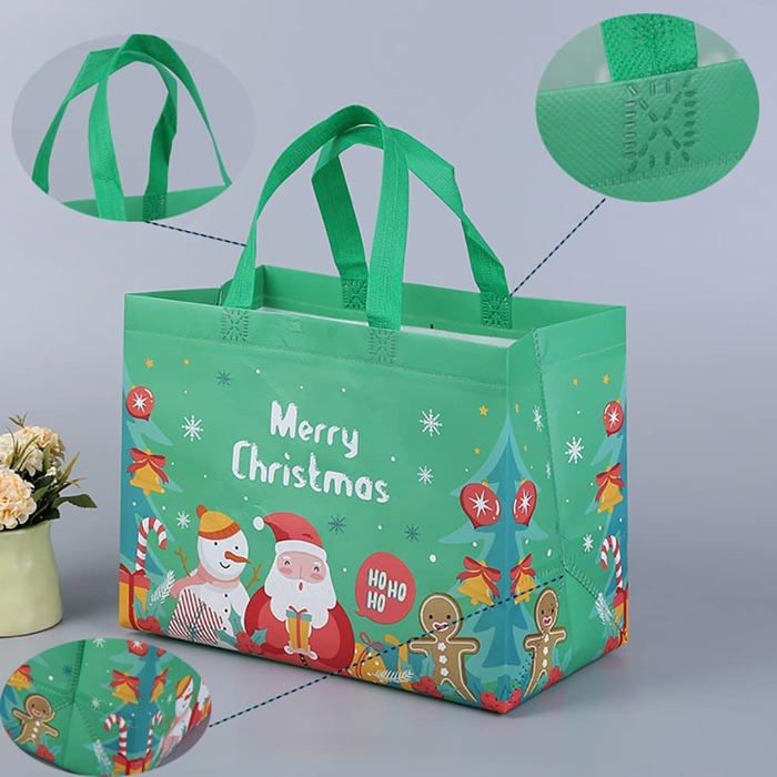 Lot De 12 Sacs Cadeaux Réutilisables De Noël - Multicolore - Neufs