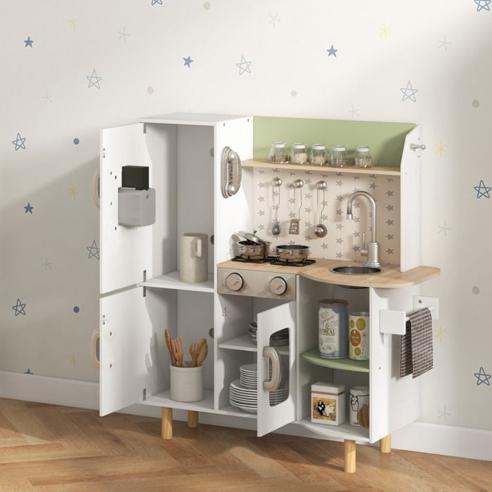Hape E3153 Réfrigérateur En Bois Pour Cuisine D'Imitation - Jeu Éducatif Blanc Dès 3 Ans