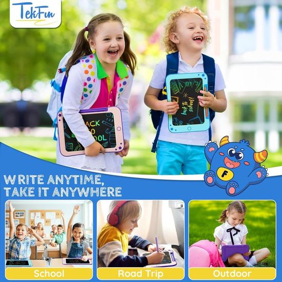 GUYUCOM Tablette D'Écriture LCD 10 Pouces – Ardoise Magique Couleur Pour Enfants 2 à 8 Ans – Jouet Éducatif Dessin, Écriture, Calcul – Cadeau Anniversaire, Noël – Léger Et Durable