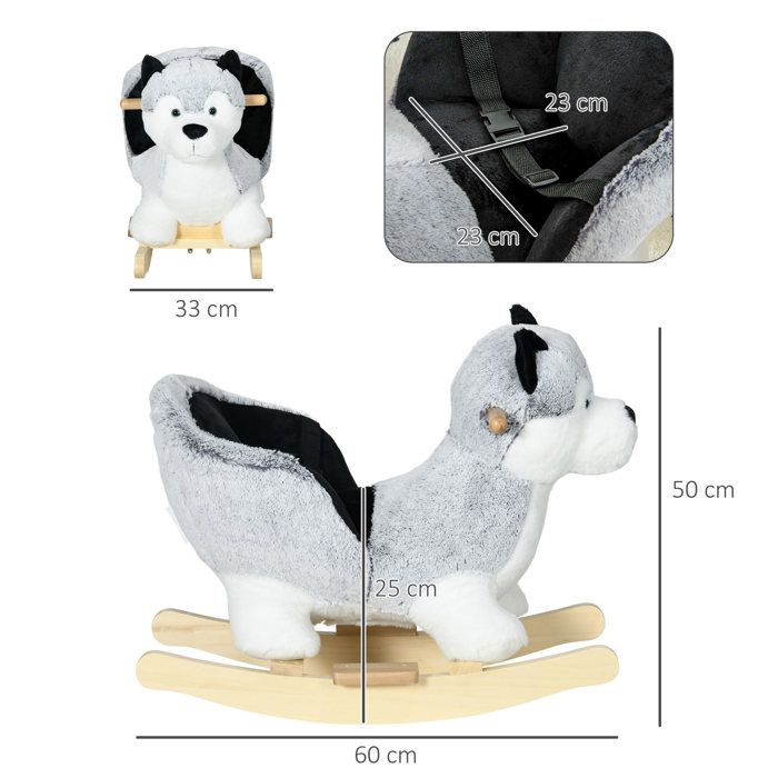 Husky a bascule pour enfants HOMCOM cheval a bascule jouet a bascule bebe 18 36 mois musique poignees et ceinture de securite Cdiscount Jeux Jouets