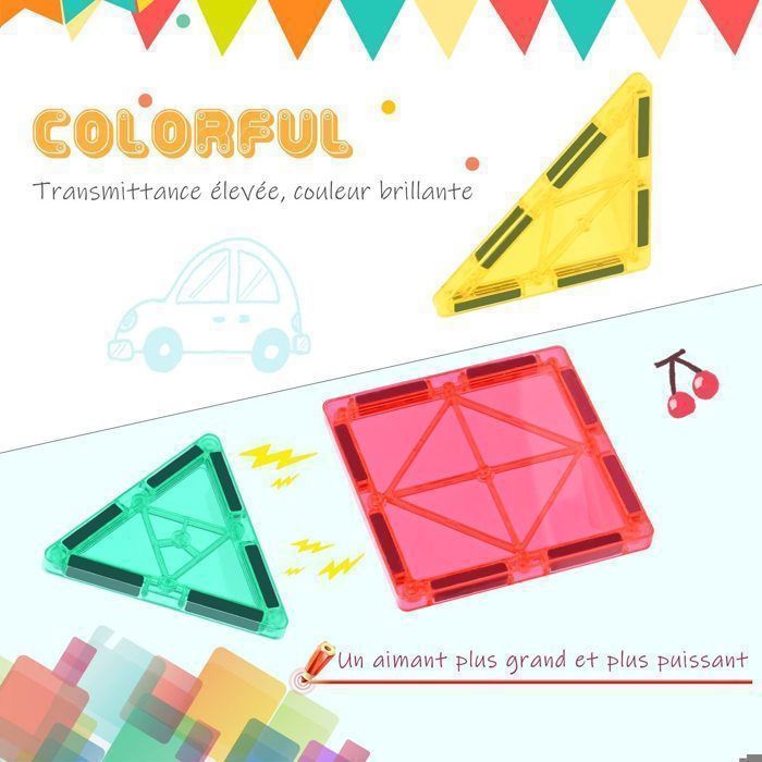 Construction Magnétiques Enfants Jouet 50 Pièces - Enfants Educatif Jeux , Cadeau pour Garçons et Filles, 3 Ans
