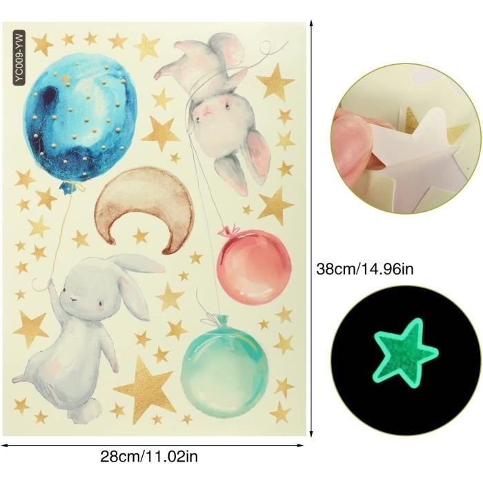 Kit Licornes Et étoiles Phosphorescentes Pour Chambre - 4 Licornes + 20 Stickers Brillants Dans Le Noir | Décoration Murale Enfant, Alternative Veilleuse