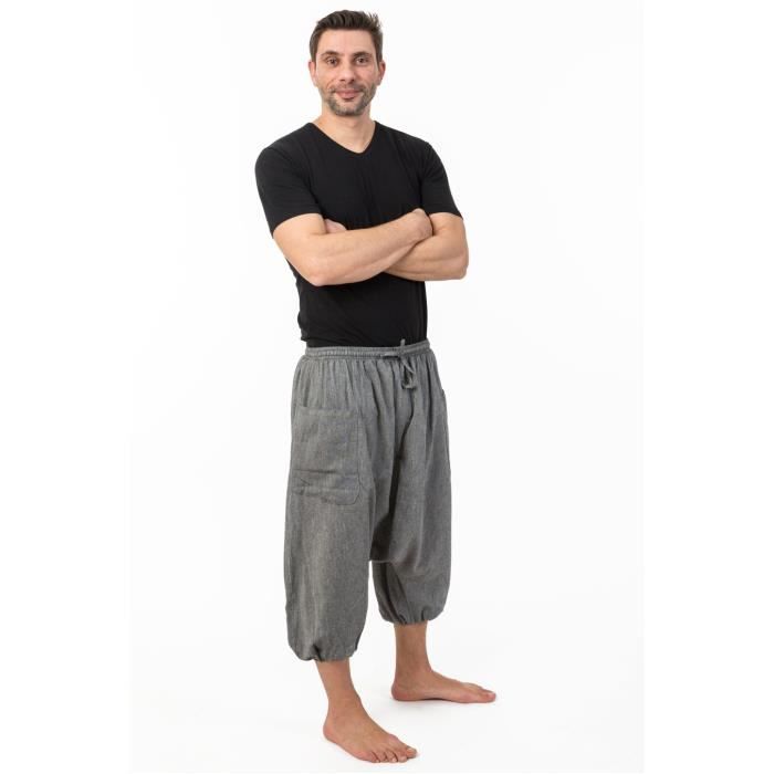 Pantacourt sarwel grande taille coton léger chiné Kevah Fantazia